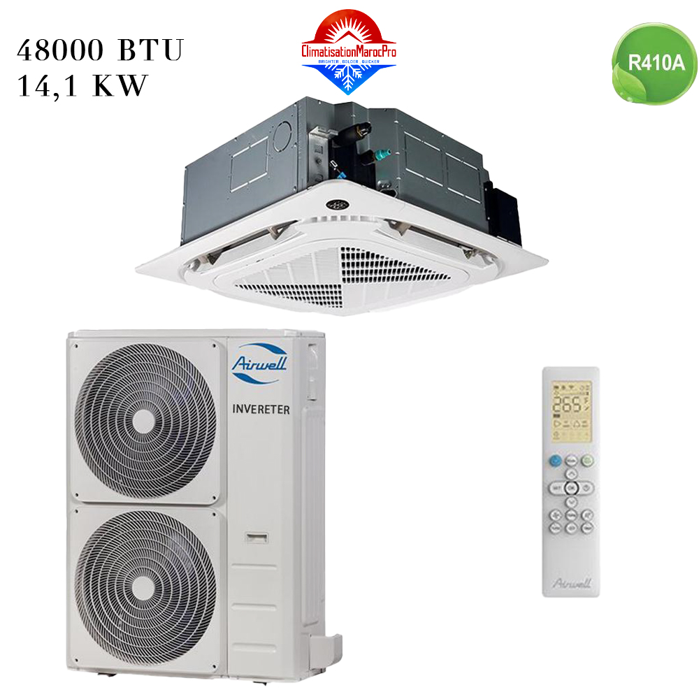 Climatisation Gree mono cassette 8 voies 36000 Btu R32 - télécommande
